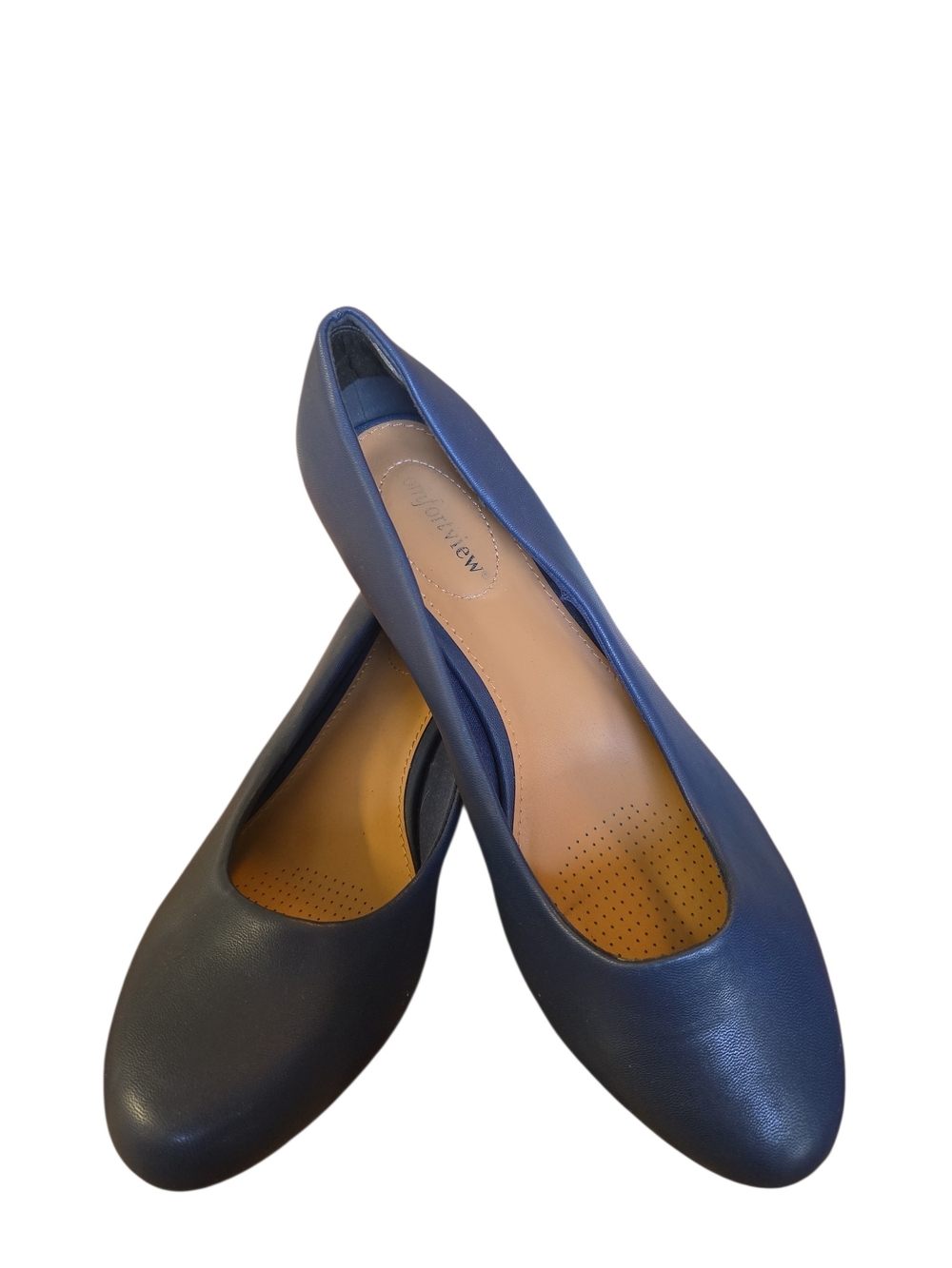 comfortview Navy Round-Toe Ballet Flats
